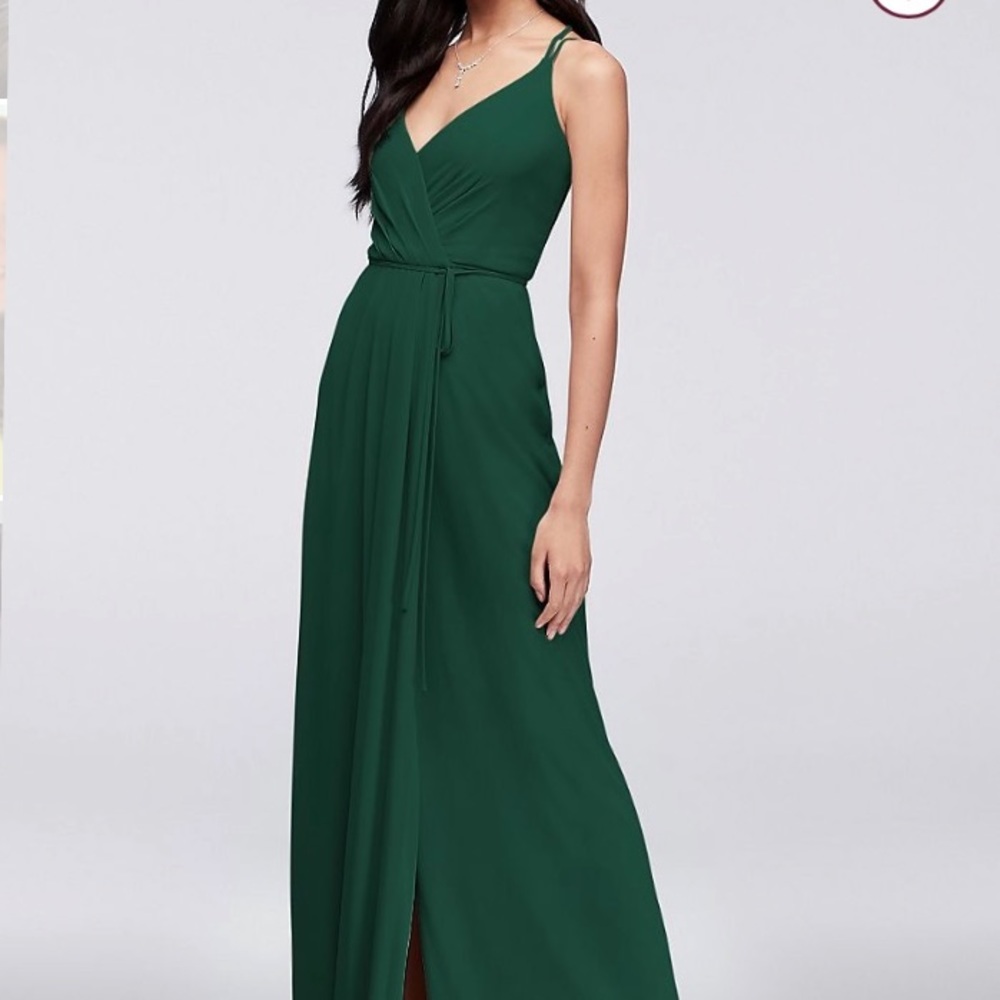Double-Strap Long Georgette Bridesmaid Wrap Dress